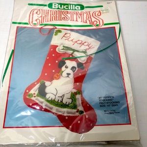 Bucilla stocking kit Christmas puppy New